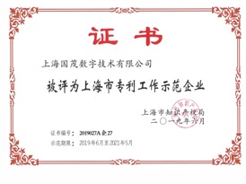 上海市專利工作示范企業2019年